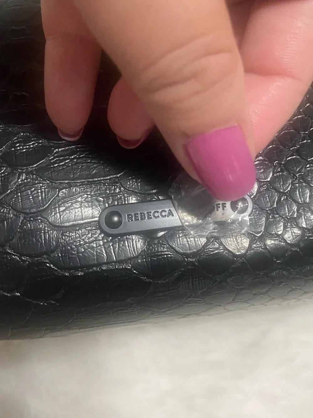 Rebecca Minkoff Black Embossed Snake Leather Tassel Cosmetic Pouch